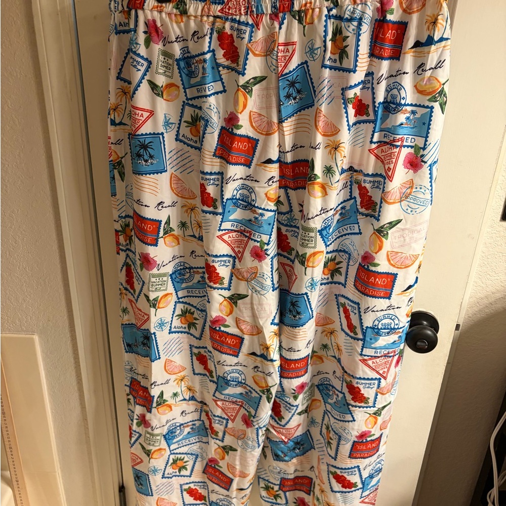 Patterned Printed Wide-Leg Pants plus size micas - Picture 2 of 5